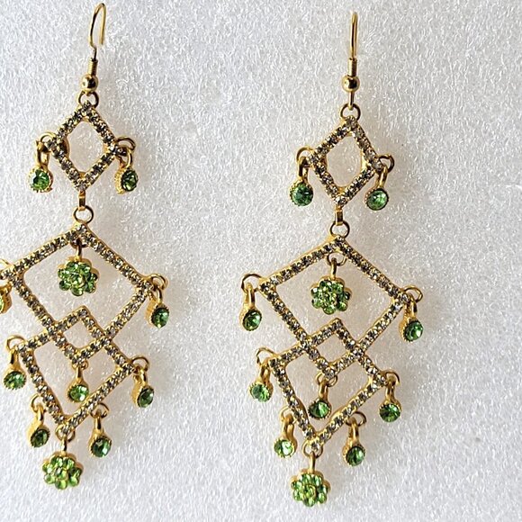 Gold Tone Long Dangle Earrings - Picture 2 of 12